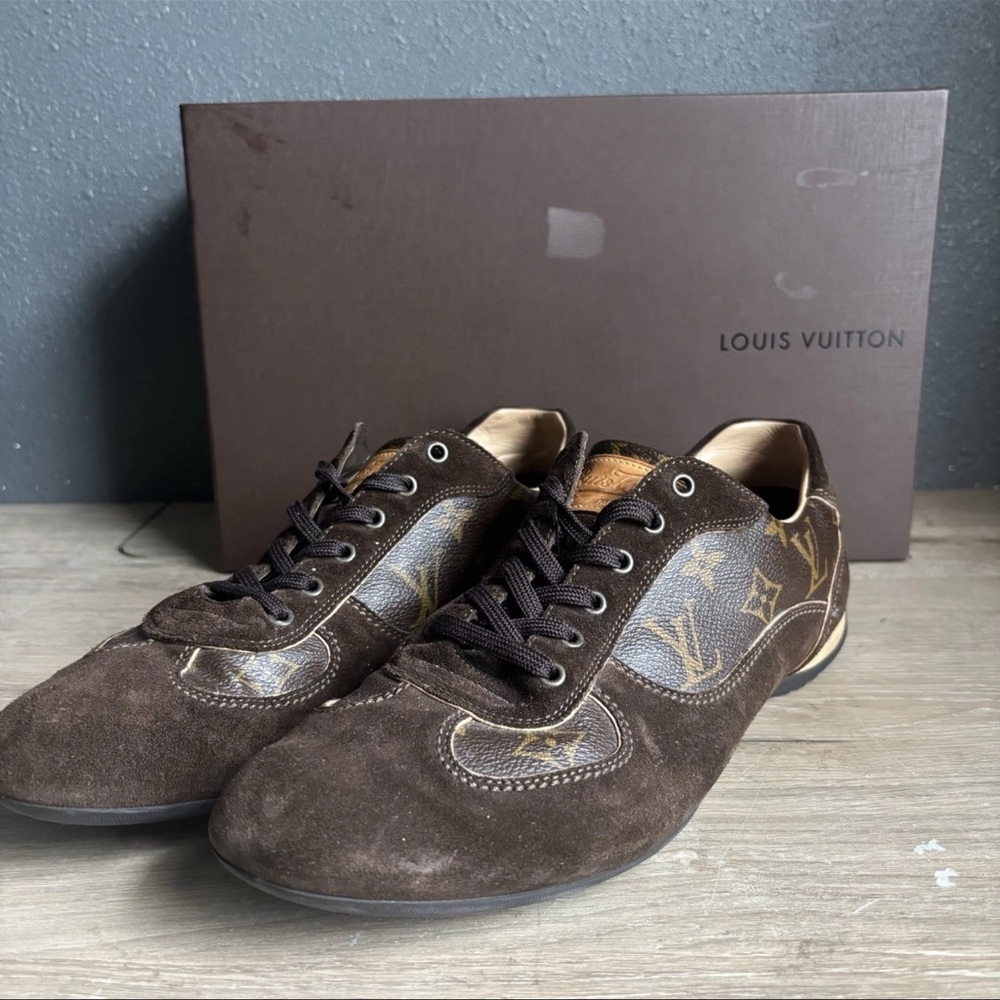 Louis Vuitton Brown Suede And Monogram Coated Canvas Low Top Sneakers 8